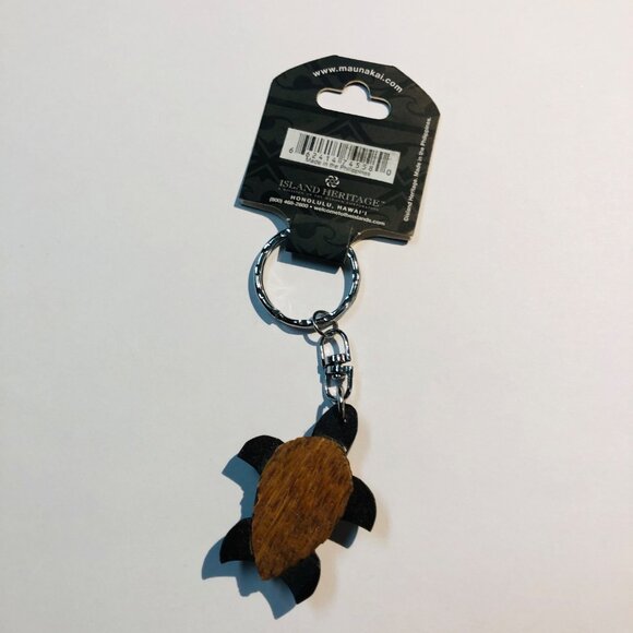 Wood Sea Turtle Keychain Handcrafted Mauna Kai Island Heritage Hawaiian KeyRing - Picture 2 of 2